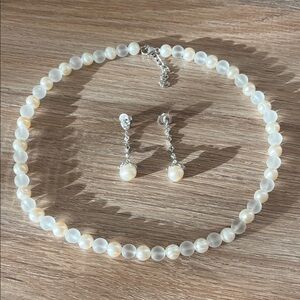 Honora White Pearl Necklace and Earring Set